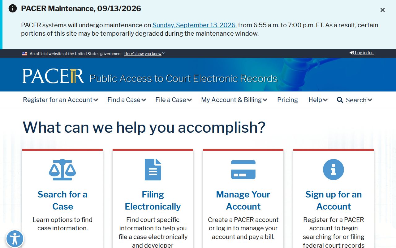 Wexford County most wanted list page showing the federal PACER case search gateway and fee notice